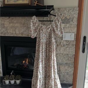 Floral Puff Sleeve Maxi Dress